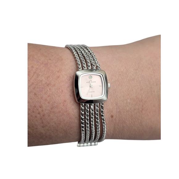 Anne Klein Diamond Accent Watch | Pink Dial & Multi-Strand Silver-Tone Bracelet - Picture 4 of 8